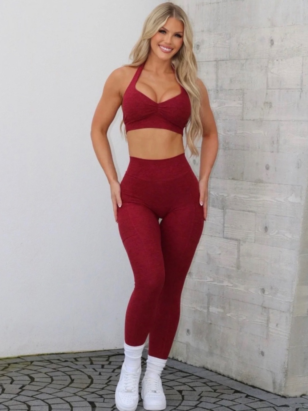 Bombshell Sportswear Garnet Red V Back Leggings